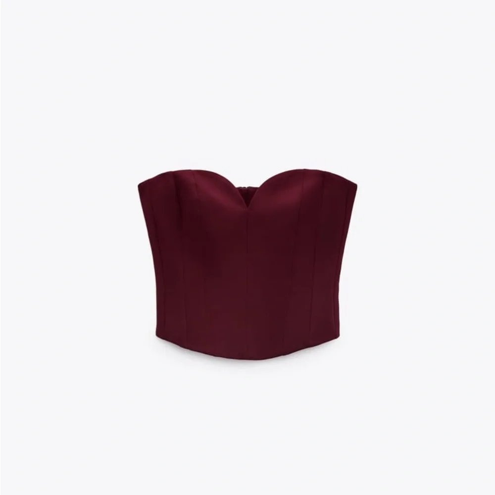 Zara Set - Wine Buttoned Tailored Blazer & Sweetheart Neckline Bustier - Picture 16 of 16